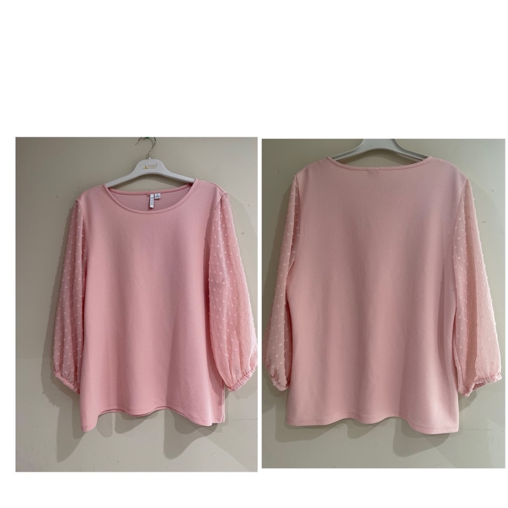 Elle Women’s Balloon Popcorn Sleeves Blouse Size XL